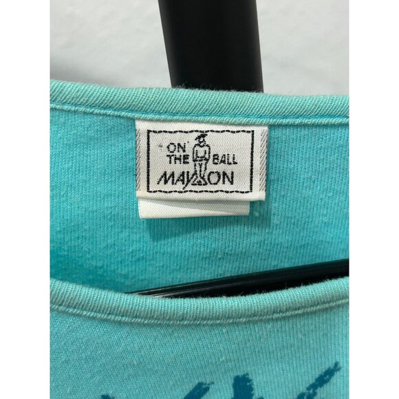 Vintage 80s Elephant Painted Embellished Animal Artsy Long Sleeve Top - Picture 5 of 10